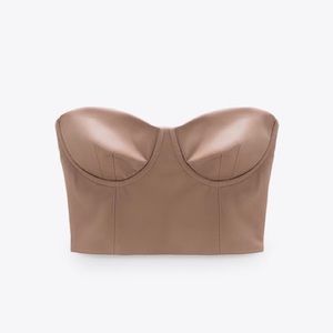 Zara Faux Leather Bandeau Crop Top (Size Small)
